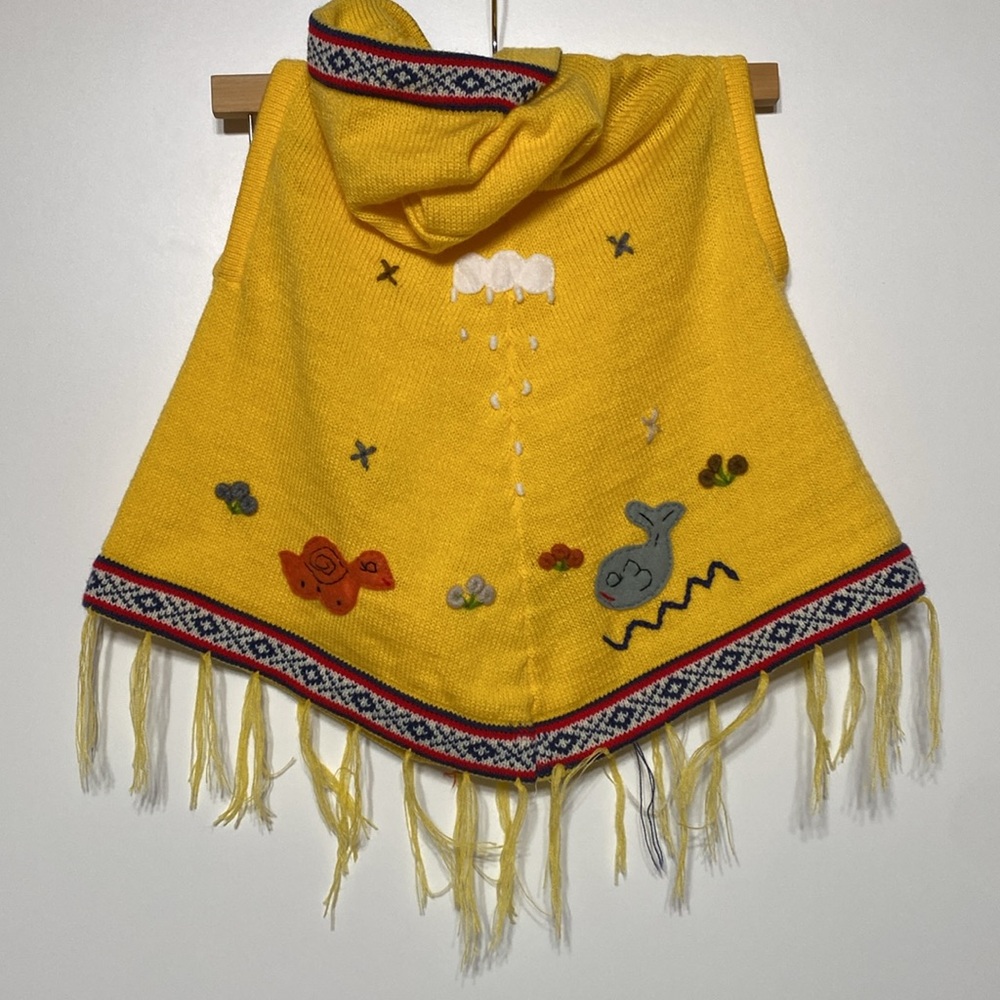 Kids Pullover Artisan Handmade Poncho with Hood - Picture 2 of 16